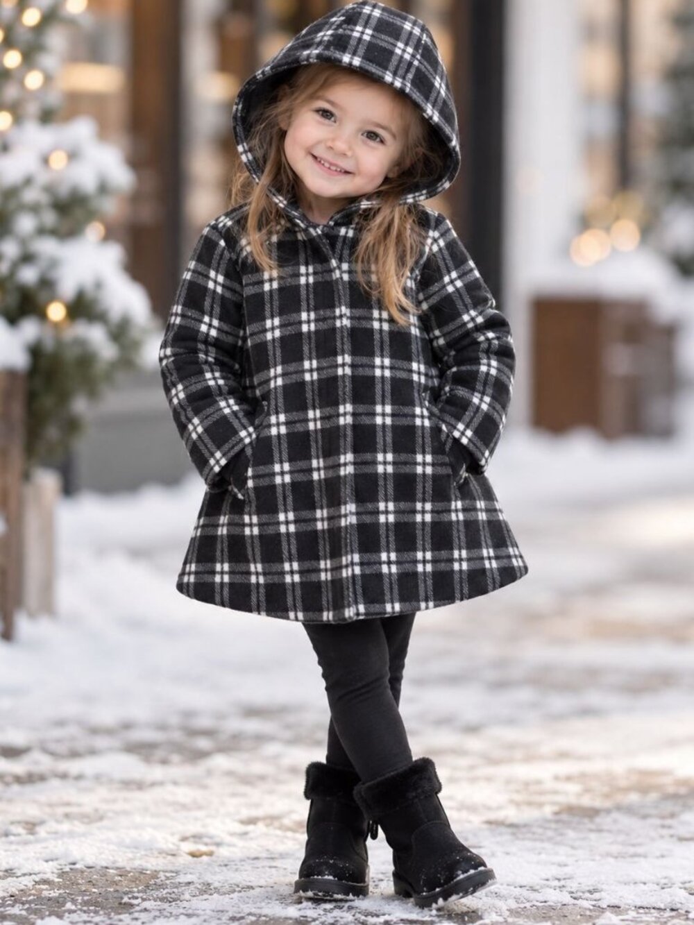 Baby Gap Toddler Plaid Hooded Coat Winter Cozy Full Zip Jacket Pockets Unisex